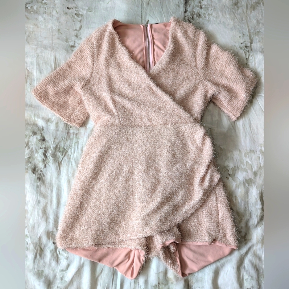 Smash Tess x Hillary Duff Tinsel Skorty romper in Pink Fizz size small